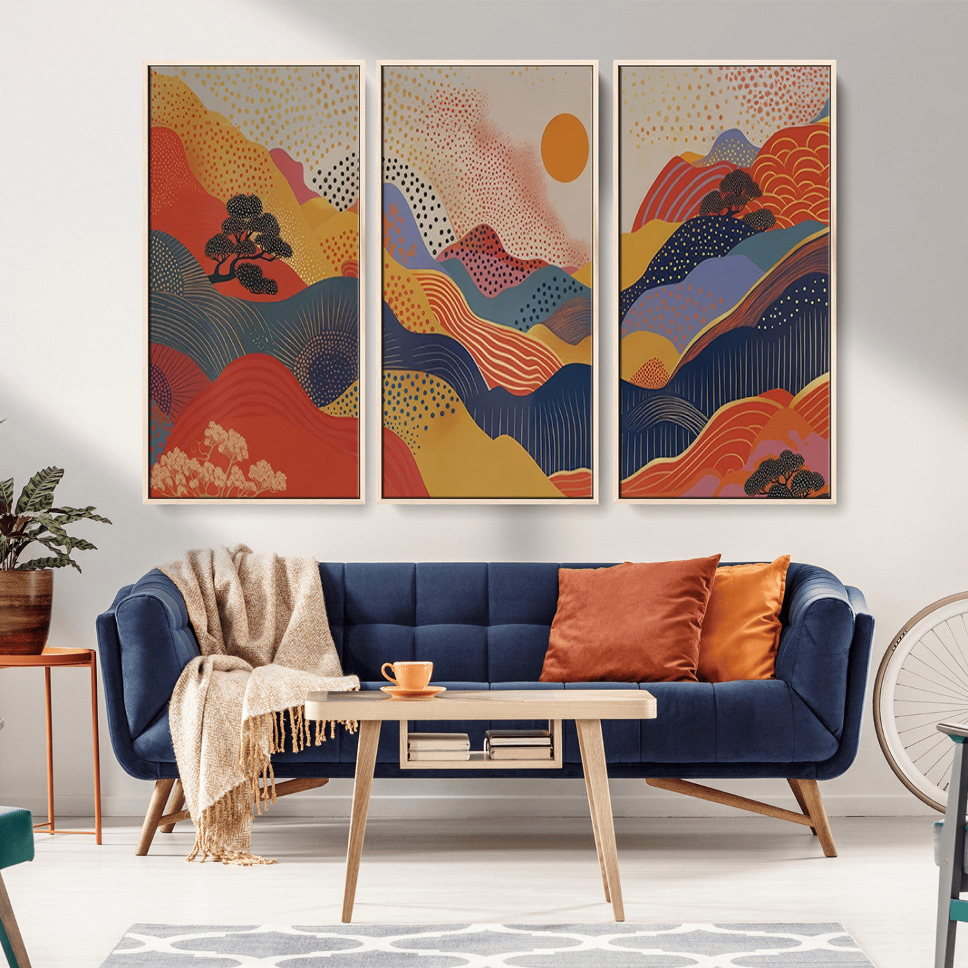 22118-MGV-CV-36X24-Abstract Sunset Mountain Wall Art – Modern Colorful Landscape Canvas Print, Vibrant Geometric Nature Artwork for Living Room,