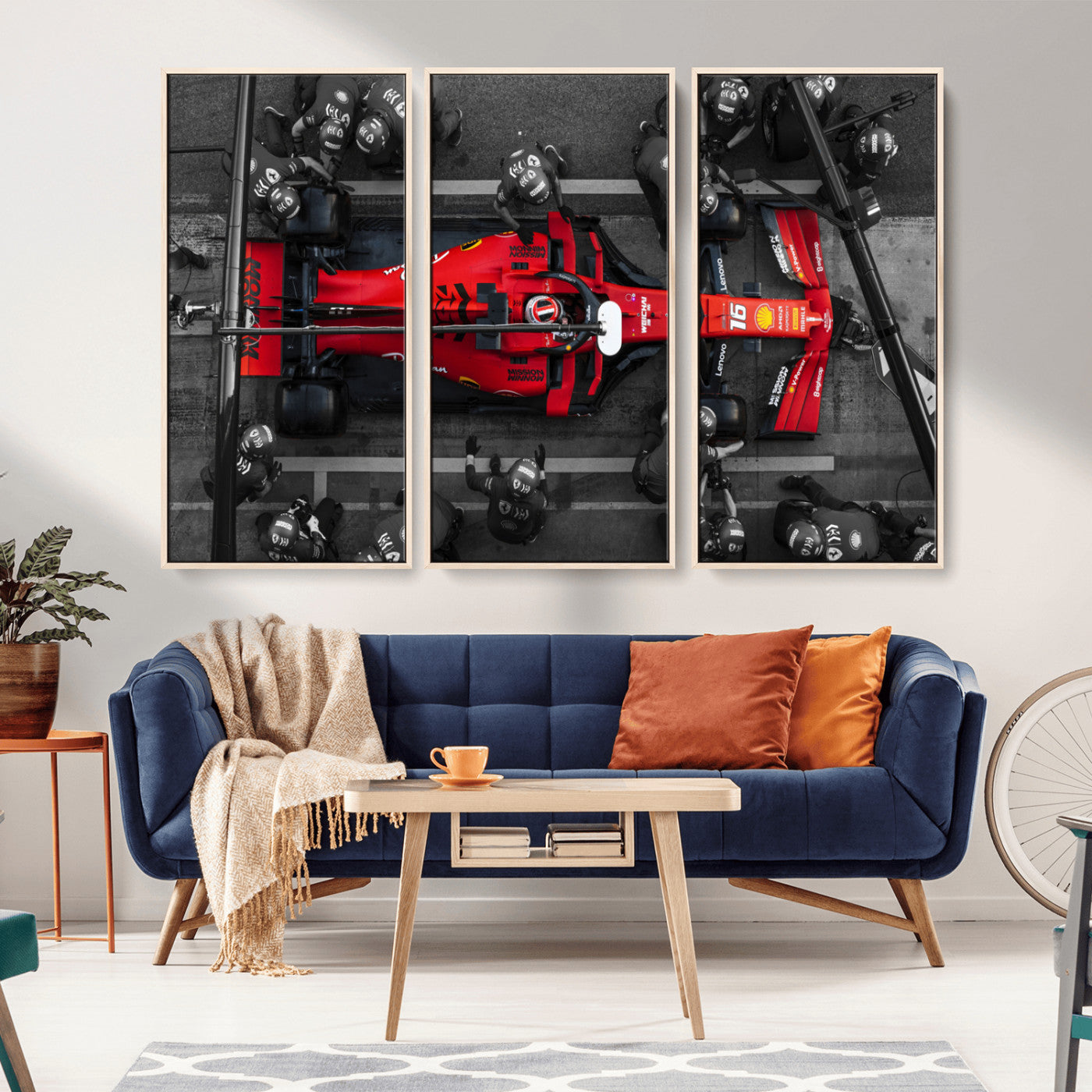 99356-MGV-CV-36X24-Ferrari Pit Stop Wall Art – Formula 1 Racing Car Canvas Print, Red Speed Machine Motorsport Decor for Office, Garage, Man Cave or