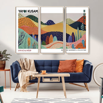 66936-MGV-CV-36X24-Kusama Wall Art – Vibrant Abstract Hills Canvas Print, Japanese Modern Landscape Poster for Living Room, Office, Studio or