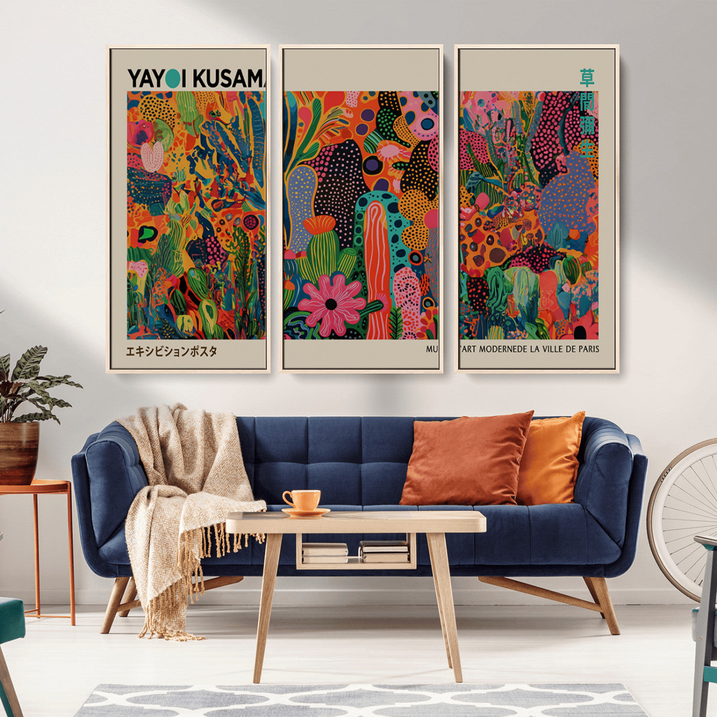 14229-MGV-CV-36X24-Kusama Inspired Wall Art – Colorful Abstract Floral Jungle Canvas Print, Bold Botanical Pop Art Decor for Living Room, Bedroom, or