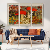 38013-MGV-CV-36X24-Yayoi Kusama Inspired Mushroom Garden Wall Art – Whimsical Botanical Canvas Print, Surreal Nature Poster, Fantasy Floral Artwork