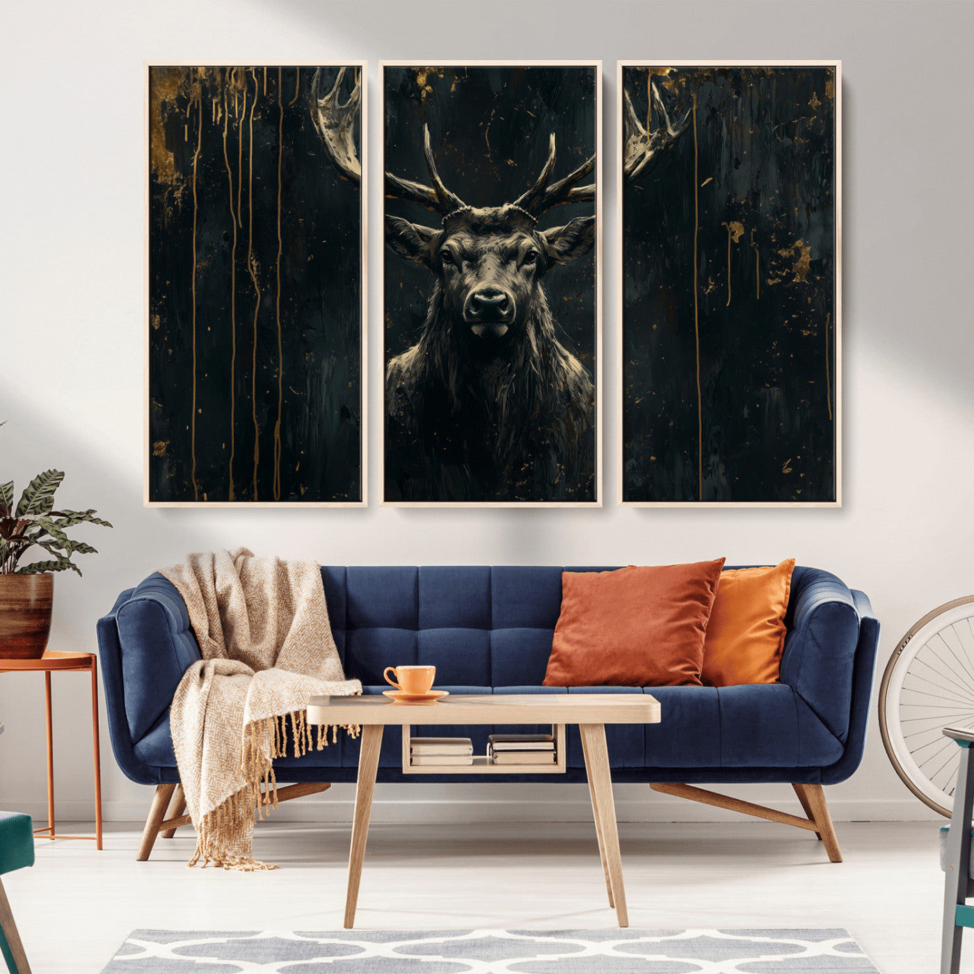 12613-MGV-CV-36X24-Rustic Deer Wall Art – Majestic Stag Canvas Print with Antlers, Wildlife Nature Decor for Cabin, Lodge, Living Room or Rustic