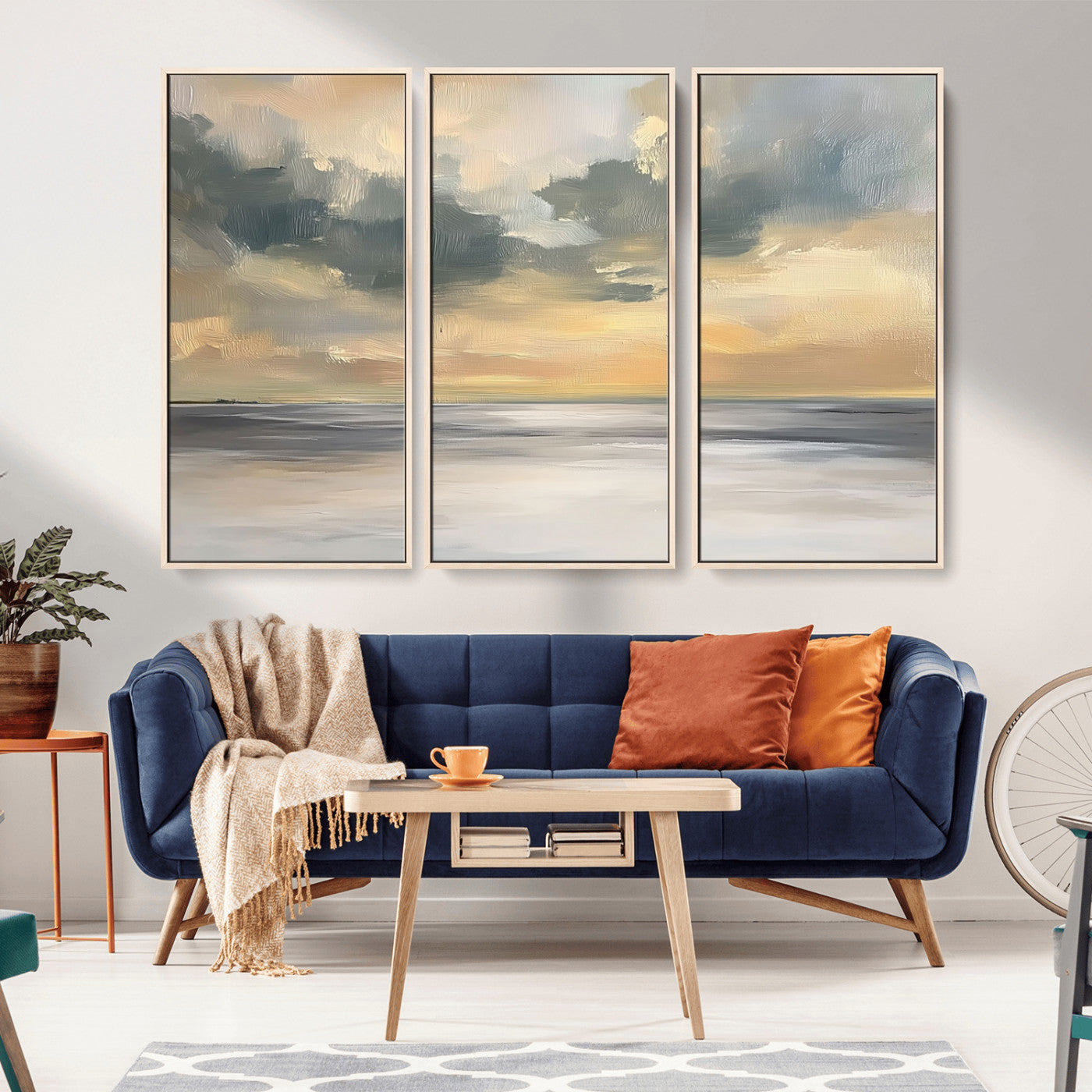 45544-MGV-CV-36X24-Ocean Sunset Wall Art – Serene Seascape Canvas Print with Golden Sky and Calm Water, Coastal Beach Artwork for Living Room,