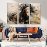 53001-MGV-CV-36X24-Wild Horse Wall Art – Majestic Stallion Canvas Print with Flowing Mane, Rustic Western Style Painting for Living Room, Office or