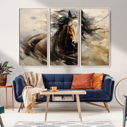 53001-MGV-CV-36X24-Wild Horse Wall Art – Majestic Stallion Canvas Print with Flowing Mane, Rustic Western Style Painting for Living Room, Office or