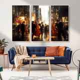 58782-MGV-CV-36X24-Jazz Musicians Cityscape Wall Art – Vibrant Urban Night Canvas Print, Elegant Music Themed Decor for Living Room, Office, or Music