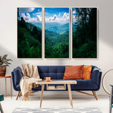 74439378-MGV-CV-36X24-Tropical Jungle Wall Art Canvas Print, Framed Lush Valley Art Picture Print, Forest Mountains Perfect Tropical Wilderness Decor