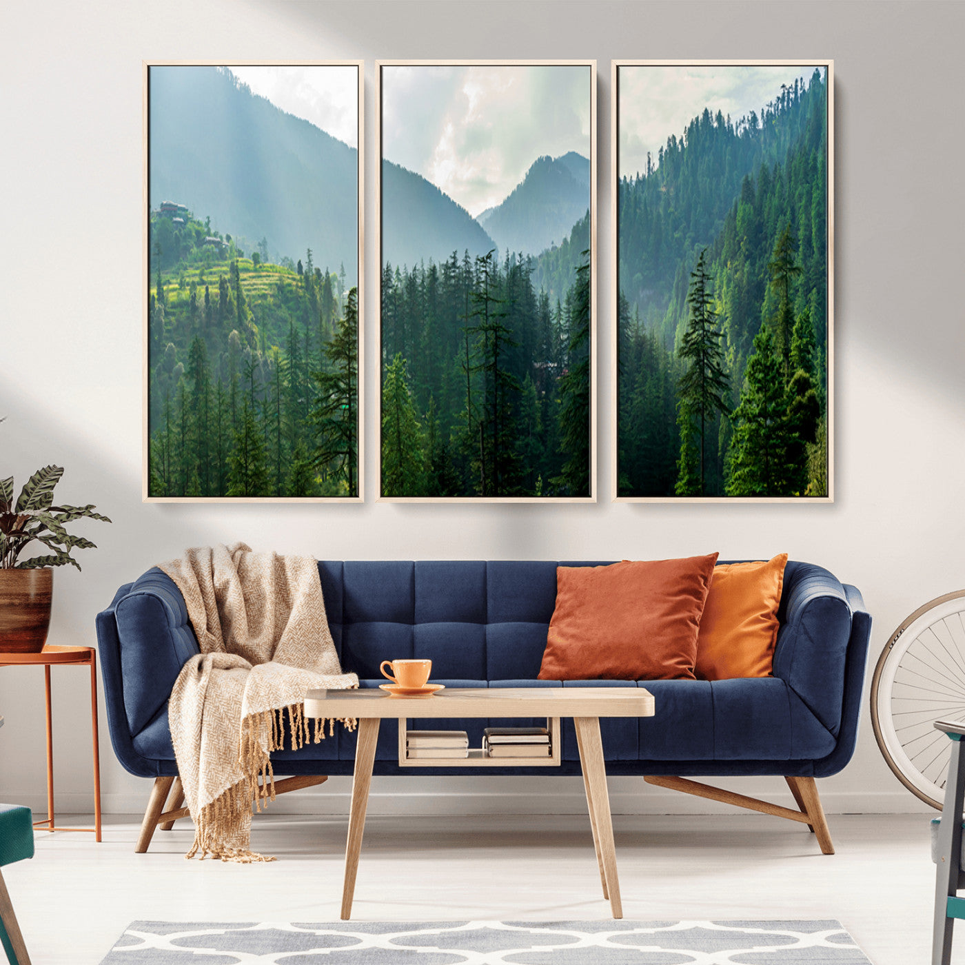 83417191-MGV-CV-36X24-Misty Mountain Forest Wall Art – Pine Tree Landscape Canvas Print, Nature Photography Panorama, Tranquil Green Forest Décor for