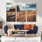 69356982-MGV-CV-36X24-Old Barn Wall Art Canvas Print, Framed Rustic Fence Art Picture Print, Wooden Farmhouse Perfect Rustic Farmhouse Decor Artwork
