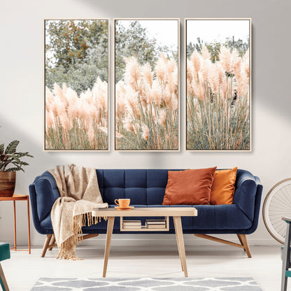 21826392-MGV-CV-36X24-Pampas Grass Wall Art Canvas Print, Framed Soft Pampas Art Picture Print, Pastel Grasses Perfect Soft Neutral Boho Decor Artwork