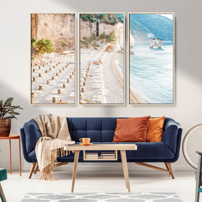 84816639-MGV-CV-36X24-Mediterranean Beach Wall Art Canvas Print, Framed Airy Coastal Art Picture Print, Summer Shore Perfect Coastal Retreat Decor