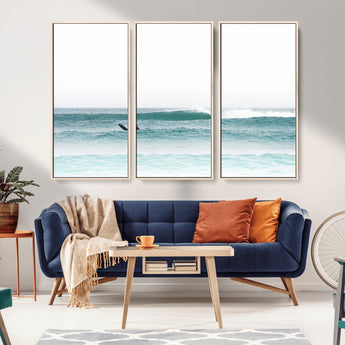 56345117-MGV-CV-36X24-Minimalist Surfing Wall Art Canvas Print, Framed Ocean Waves Art Picture Print, Soft Ocean Perfect Minimalist Coastal Decor