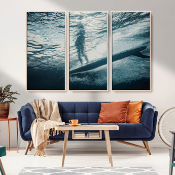 71192524-MGV-CV-36X24-Submerged Surf Wall Art Canvas Print, Framed Underwater Perspective Art Picture Print, Ocean Surf Perfect Coastal Adventure Decor