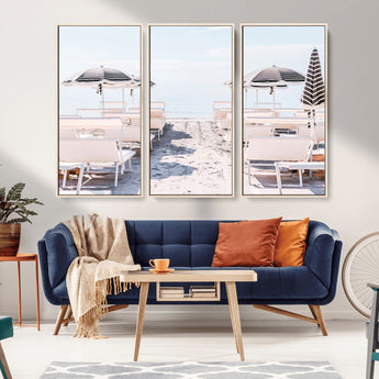 67623952-MGV-CV-36X24-Minimalist Beach Wall Art Canvas Print, Framed Pastel Sand Art Picture Print, Beach Aesthetic Perfect Coastal Minimalist Decor