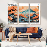 88785870-MGV-CV-36X24-Japanese Great Wave & Mt Fuji Wall Art – Ukiyo e Style Landscape Print with Flowing River, Autumn Mountain Poster, Oriental Asian