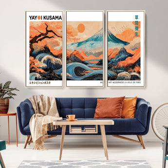 88785870-MGV-CV-36X24-Japanese Great Wave & Mt Fuji Wall Art – Ukiyo e Style Landscape Print with Flowing River, Autumn Mountain Poster, Oriental Asian