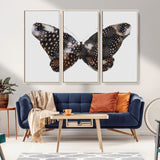 99831147-MGV-CV-36X24-Spotted Butterfly Wall Art Canvas Print, Framed Neutral Insect Theme Art Picture Print, Earthy Wing Pattern Perfect Modern Rustic