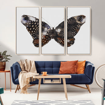 99831147-MGV-CV-36X24-Spotted Butterfly Wall Art Canvas Print, Framed Neutral Insect Theme Art Picture Print, Earthy Wing Pattern Perfect Modern Rustic
