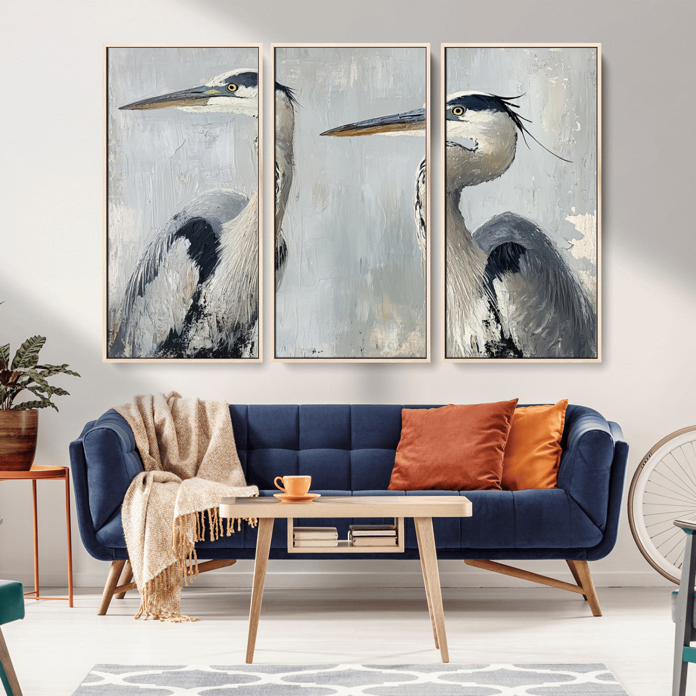 19427826-MGV-CV-36X24-Bird Canvas Decor Wall Art Canvas Print, Framed Coastal Bird Pair Art Picture Print, Minimalist Wildlife Wall Perfect Coastal