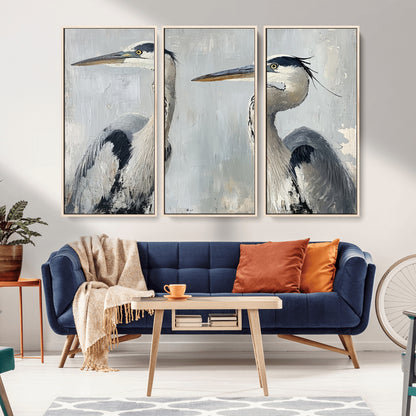 19427826-MGV-CV-36X24-Bird Canvas Decor Wall Art Canvas Print, Framed Coastal Bird Pair Art Picture Print, Minimalist Wildlife Wall Perfect Coastal