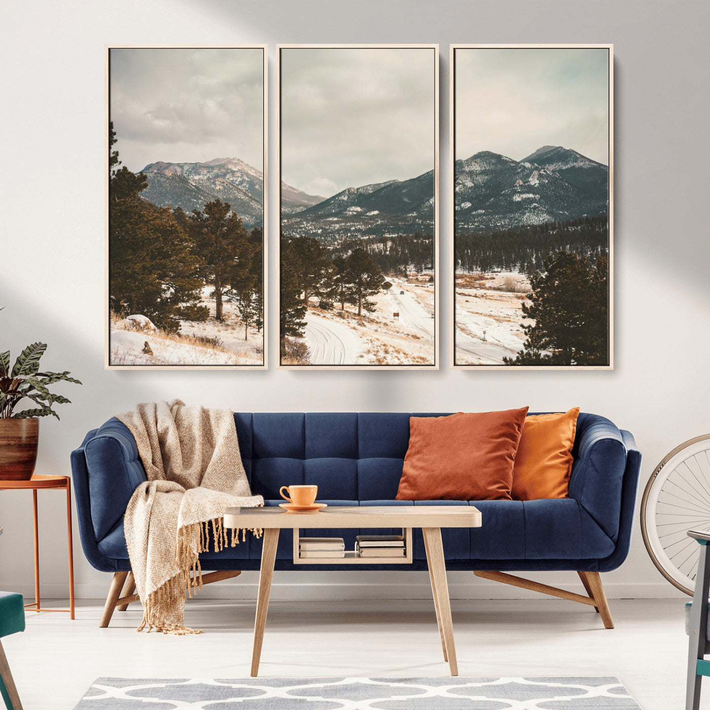77311749-MGV-CV-36X24-Mountain Landscape Wall Art Canvas Print, Framed Snowy Peaks Art Picture Print, Alpine Aesthetic Perfect Rustic Winter Decor