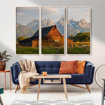 31771014-MGV-CV-36X24-Rustic Barn Wall Art Canvas Print, Framed Western Landscape Art Picture Print, Farmhouse Style Perfect Rustic Farmhouse Decor