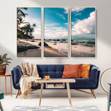 95301406-MGV-CV-36X24-Tropical Beach Wall Art Canvas Print, Framed Ocean Waves Art Picture Print, Relazxing Seascape Perfect Tropical Coastal Decor