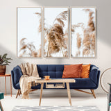 17019393-MGV-CV-36X24-Pampas Grass Wall Art Canvas Print, Framed Neutral Tones Art Picture Print, Minimalist Nature Perfect Boho Minimalist Decor