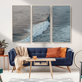 23077324-MGV-CV-36X24-Ocean Waves Wall Art Canvas Print, Framed Coastal Serenity Art Picture Print, Surf Aesthetic Perfect Modern Coastal Decor Artwork