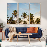 99033771-MGV-CV-36X24-Palm Trees Wall Art Canvas Print, Framed Tropical Vibes Art Picture Print, Coastal Sunset Perfect Coastal Boho Decor Artwork