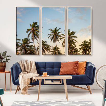 99033771-MGV-CV-36X24-Palm Trees Wall Art Canvas Print, Framed Tropical Vibes Art Picture Print, Coastal Sunset Perfect Coastal Boho Decor Artwork