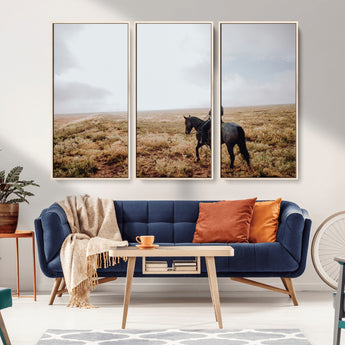 57597730-MGV-CV-36X24-Cowboy Wall Art Wall Art Canvas Print, Framed Western Canvas Art Picture Print, Rustic Ranch Scene Perfect Rustic Western Decor