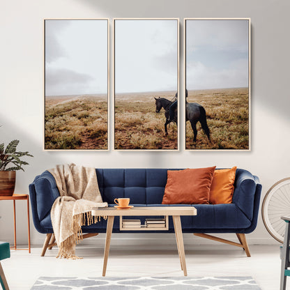 57597730-MGV-CV-36X24-Cowboy Wall Art Wall Art Canvas Print, Framed Western Canvas Art Picture Print, Rustic Ranch Scene Perfect Rustic Western Decor