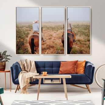 54943176-MGV-CV-36X24-Cowboy Wall Art Wall Art Canvas Print, Framed Western Canvas Art Picture Print, Rustic Ranch Scene Perfect Rustic Western Decor