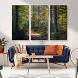 65810864-MGV-CV-36X24-Autumn Forest Wall Art Canvas Print, Framed Fall Woodland Art Picture Print, Golden Leaves Perfect Rustic Farmhouse Decor Artwork