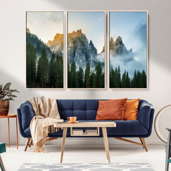 21145440-MGV-CV-36X24-Wilderness Wall Art Wall Art Canvas Print, Framed Nature Landscape Decor Art Picture Print, Misty Forest Photography Perfect