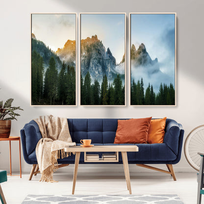 21145440-MGV-CV-36X24-Wilderness Wall Art Wall Art Canvas Print, Framed Nature Landscape Decor Art Picture Print, Misty Forest Photography Perfect