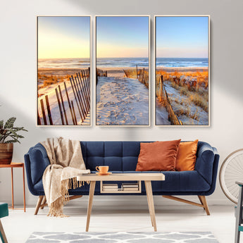73351887-MGV-CV-36X24-Ocean Sunset Wall Art Wall Art Canvas Print, Framed Nautical Photography Art Picture Print, Summer Beach House Decor Perfect