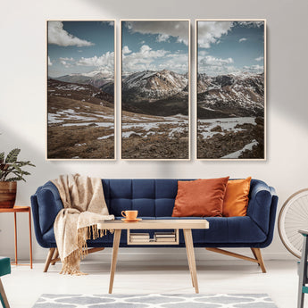 44565953-MGV-CV-36X24-Mountain Landscape Wall Art Canvas Print, Framed Snowy Peaks Art Picture Print, Rugged Highlands Perfect Rustic Adventure Decor