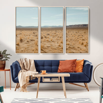 55918919-MGV-CV-36X24-Desert Landscape Wall Art – Golden Grass Plains and Mountain Horizon Canvas Print, Southwest Nature Photography Decor for Living