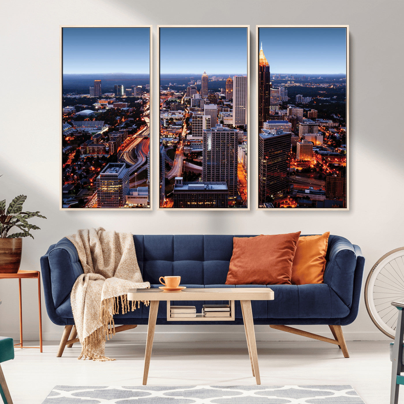81886632-MGV-CV-36X24-Atlanta Skyline Wall Art – Vibrant City Lights Canvas Print, Modern Urban Cityscape Decor for Living Room, Office, or Apartment