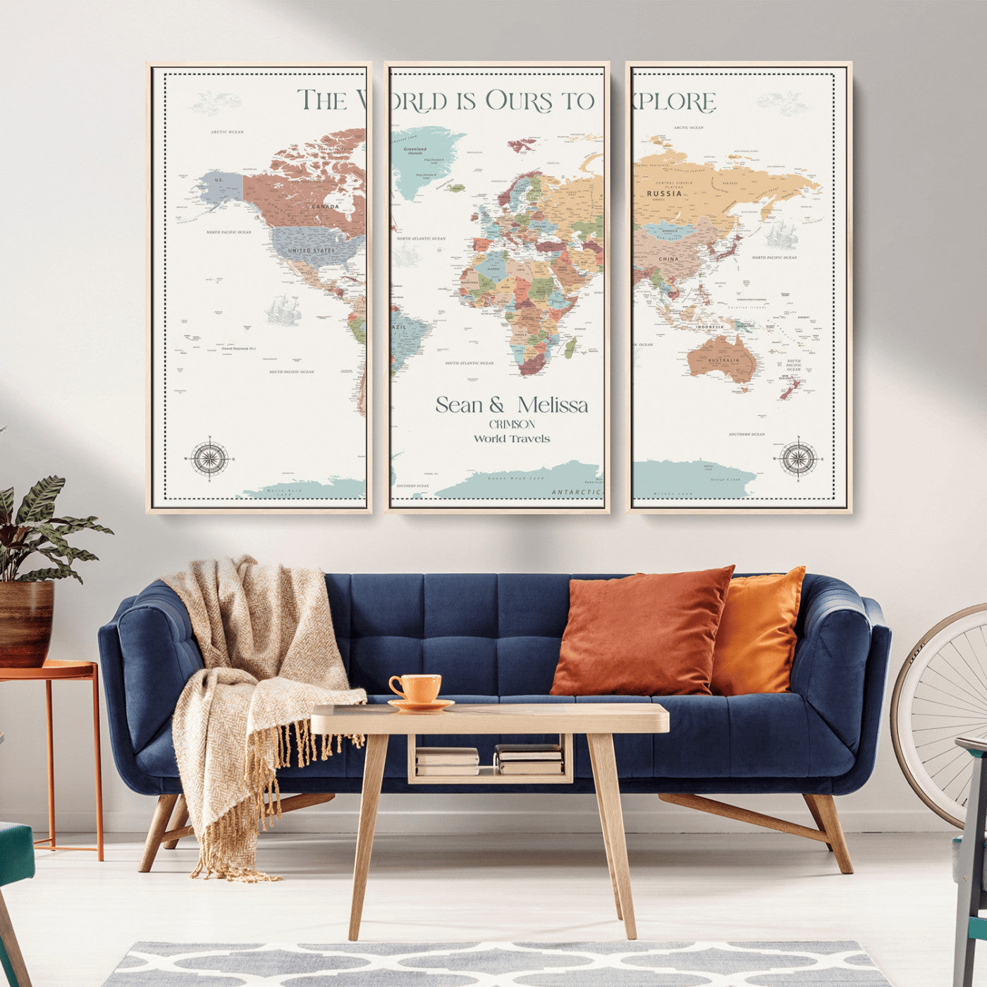 90968866-MGV-CV-36X24-The World is Ours to Explore Map Wall Art – Pastel Colorful Canvas Print, Inspiring Travel Decor for Nursery, Kids Room,