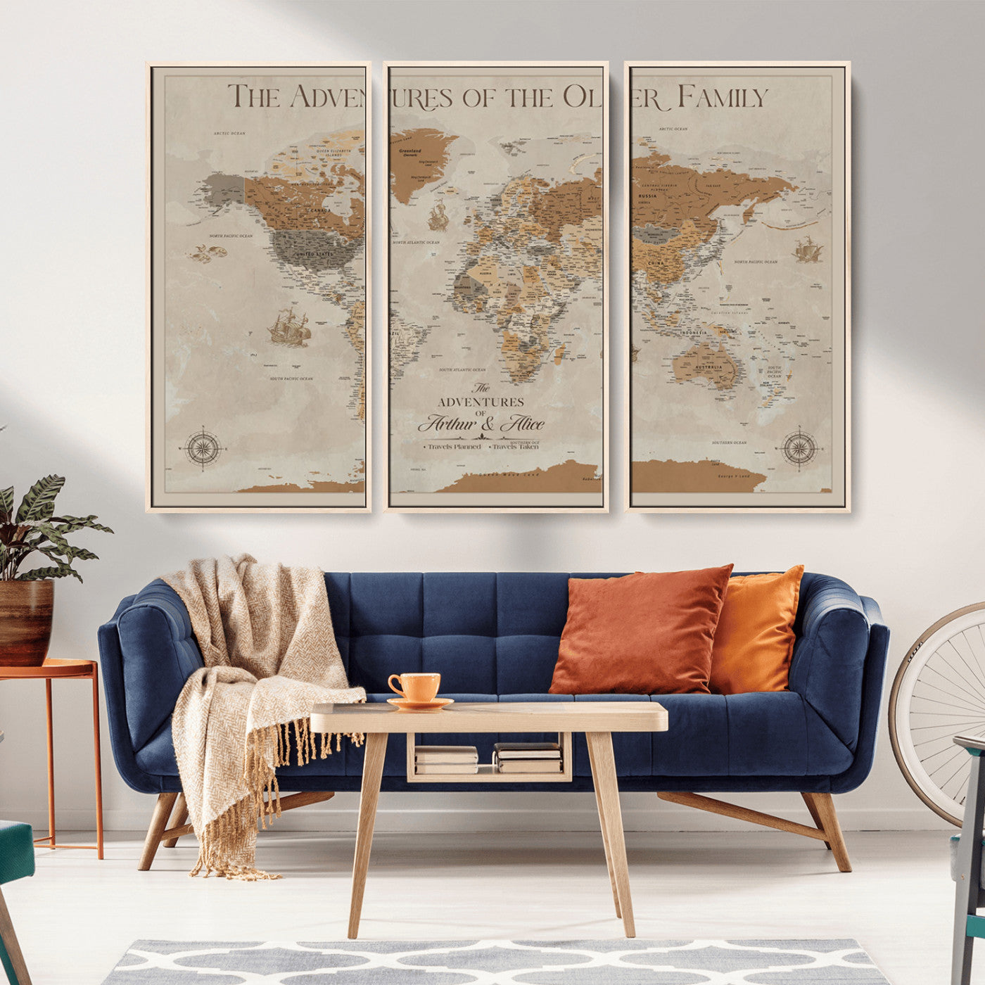 49967160-MGV-CV-36X24-Vintage Sepia World Map Wall Art – Classic Adventure Canvas Print, Rustic Explorer Travel Artwork, Old World Style Wanderlust
