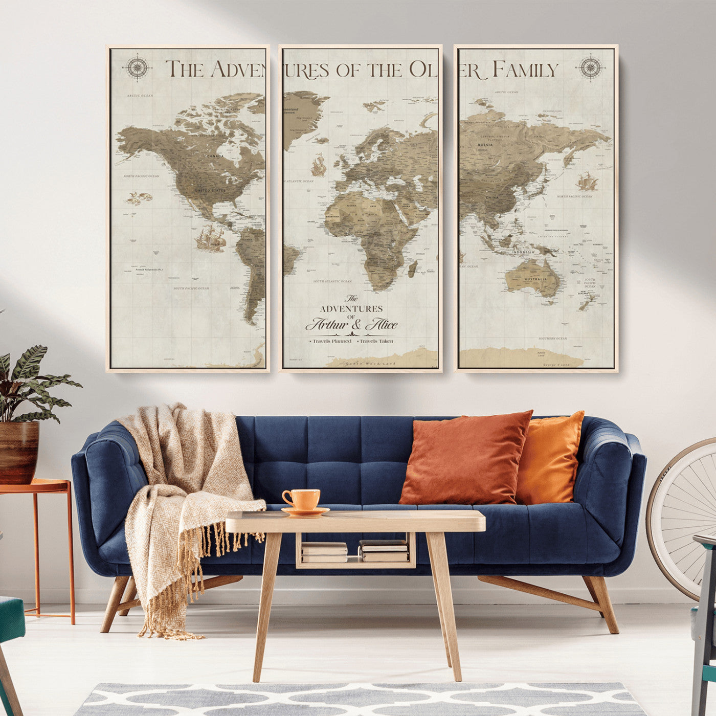 69115613-MGV-CV-36X24-Neutral Vintage World Map Wall Art – Elegant Parchment Style Adventure Canvas Print, Classic Travel Decor, Timeless Explorer