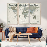 10693204-MGV-CV-36X24-Little By Little One Travels Far Tolkien Quote Blue Green World Map Adventure Wall Art Canvas Print Rustic Wanderlust Travel Decor