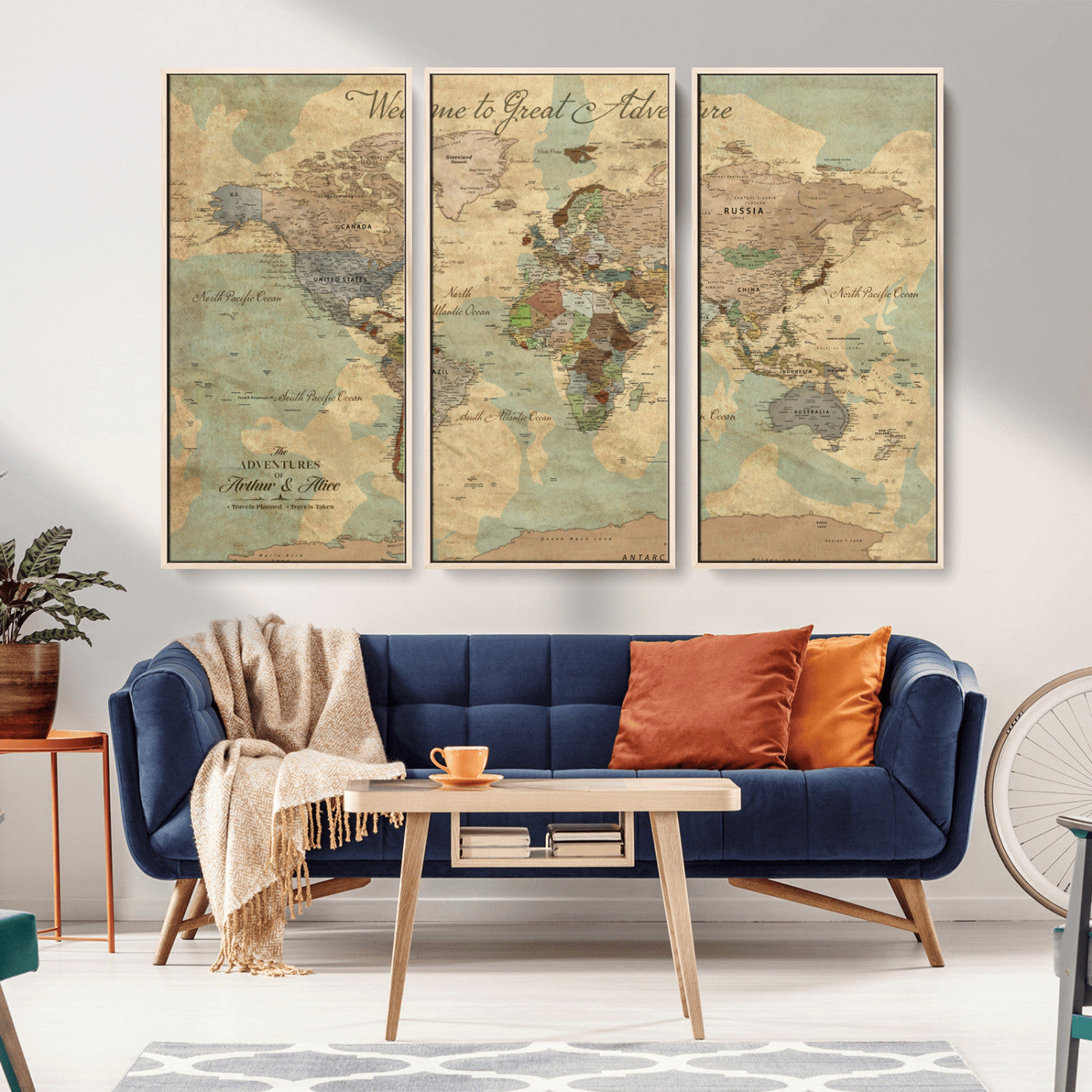 17693651-MGV-CV-36X24-Adventure Awaits Wall Art – Vintage World Map Canvas Print, Rustic Travel Decor, Antique Style Map Artwork for Office, Living