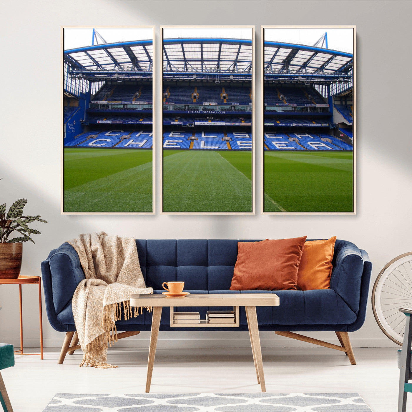 38616413CHELSA-MGV-CV-36X24-Chelsea Stadium Wall Art – Panoramic Football Field Canvas Print, Game Day Sports Decor for Living Room, Office, or Man Cave