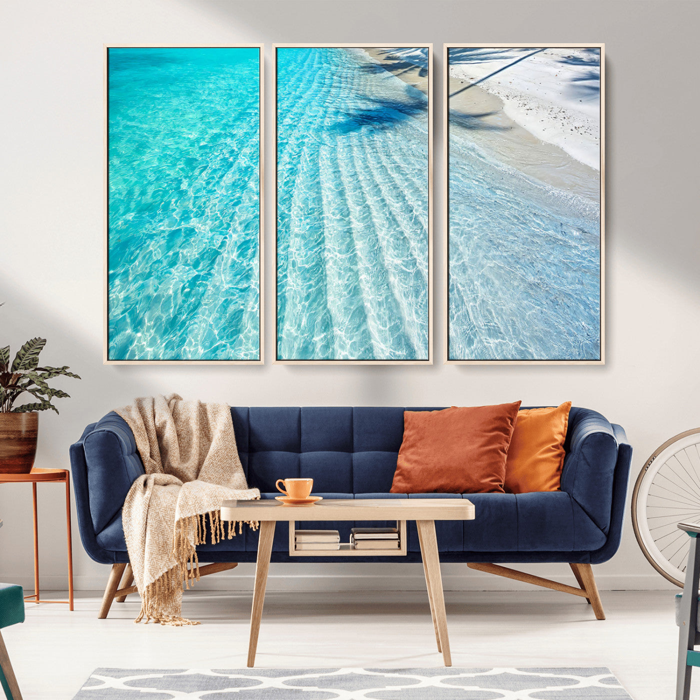 68127042-MGV-CV-36X24-Beach Wall Art – Tropical Ocean Canvas Print, Clear Water and White Sand Photography Decor for Bedroom, Living Room, Office,