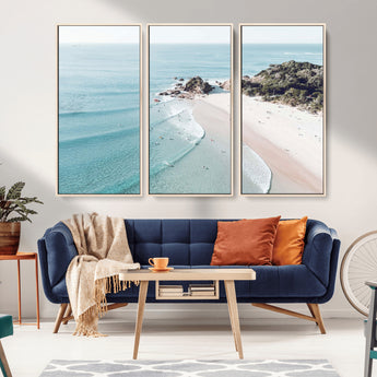 79395467-MGV-CV-36X24-Coastal Wall Art – Aerial Beach Canvas Print, Ocean Waves and Sandy Shore Photography Decor for Bedroom, Living Room, Office,