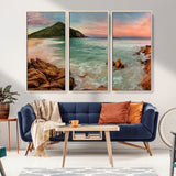 53831025-MGV-CV-36X24-Coastal Landscape Wall Art – Tropical Beach Ocean Canvas Print, Sunset Mountain View Photography Decor for Living Room, Bedroom,